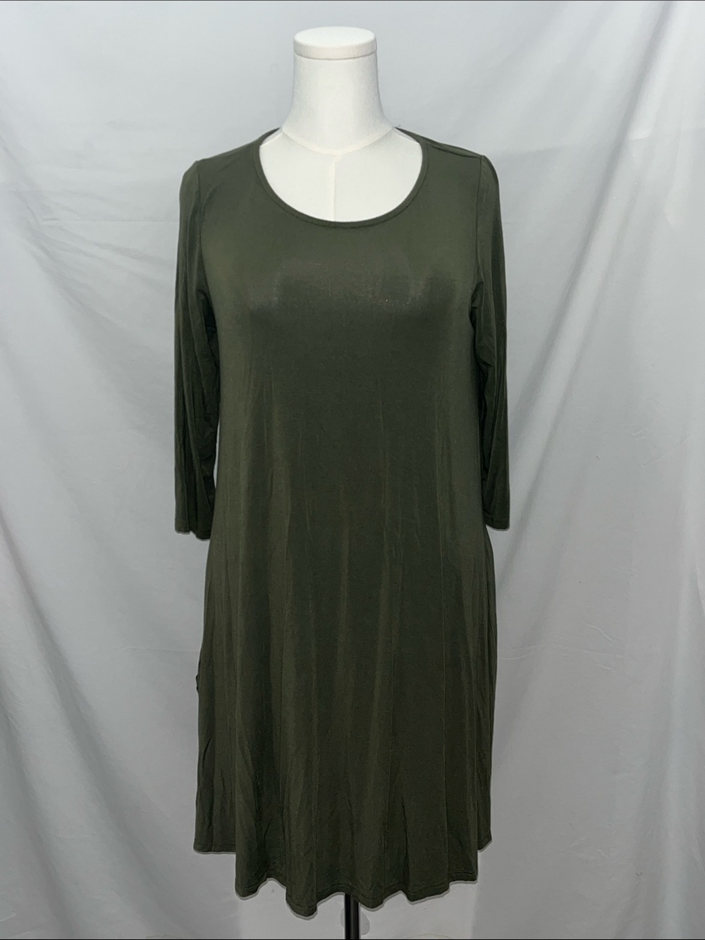 Agnes & Dora Olive Green Long Sleeve Scoop Neck Dress